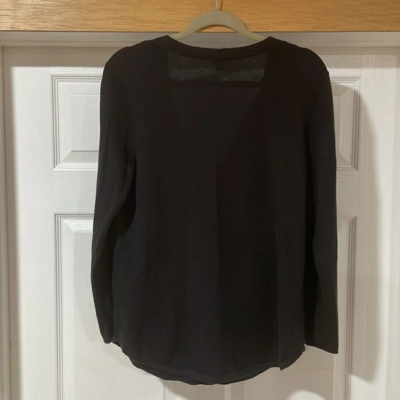 J.Jill Black Button Front Cardigan Sweater Small Petite Cotton Blend Pockets - Picture 3 of 11